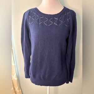 Blue Sweater with Neck Details